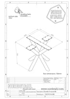 Technische tekening van Nordstahl Double X round leg tafelpoot