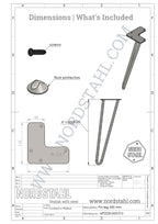 Technische tekening van Nordstahl Hairpin salonpoot wit