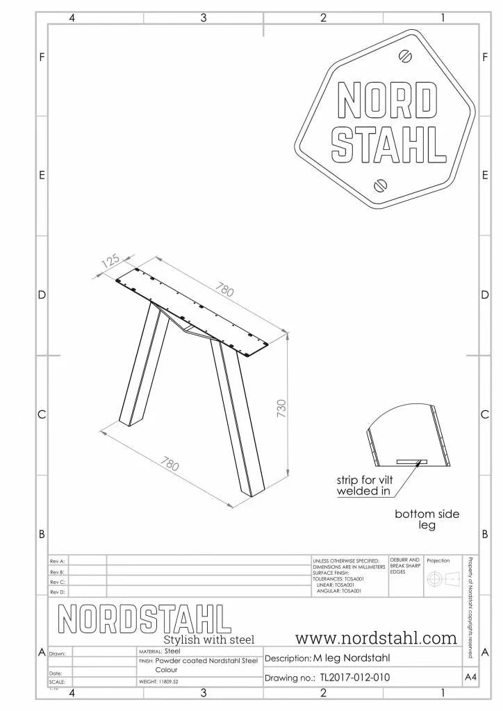 Technische tekening van Nordstahl M leg