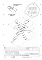 Technische tekening van Nordstahl Matrix leg tafelpoot