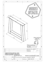 Technische tekening van Nordstahl Trapezuim leg heavy tafelpoot