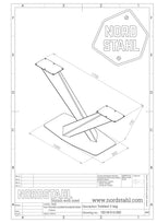 Technische tekening van Nordstahl Twisted V leg tafelpoot